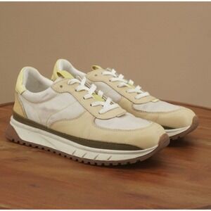 Madewell Womens Kickoff Trainer Sneakers Shoes Beige Yellow Leather Lace Up 9.5M
